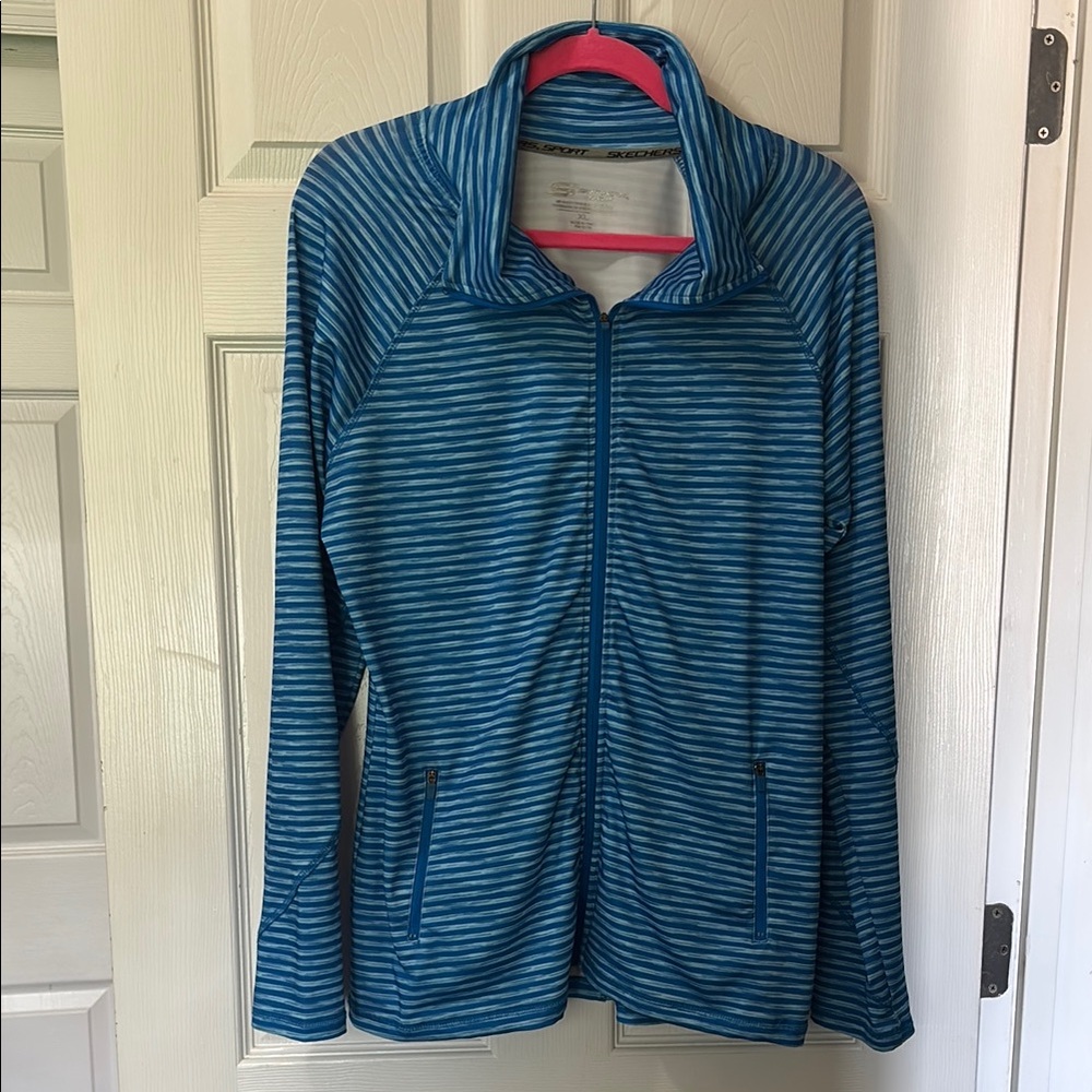 Skechers Blue Athletic Jacket Lightweight Performance Layer